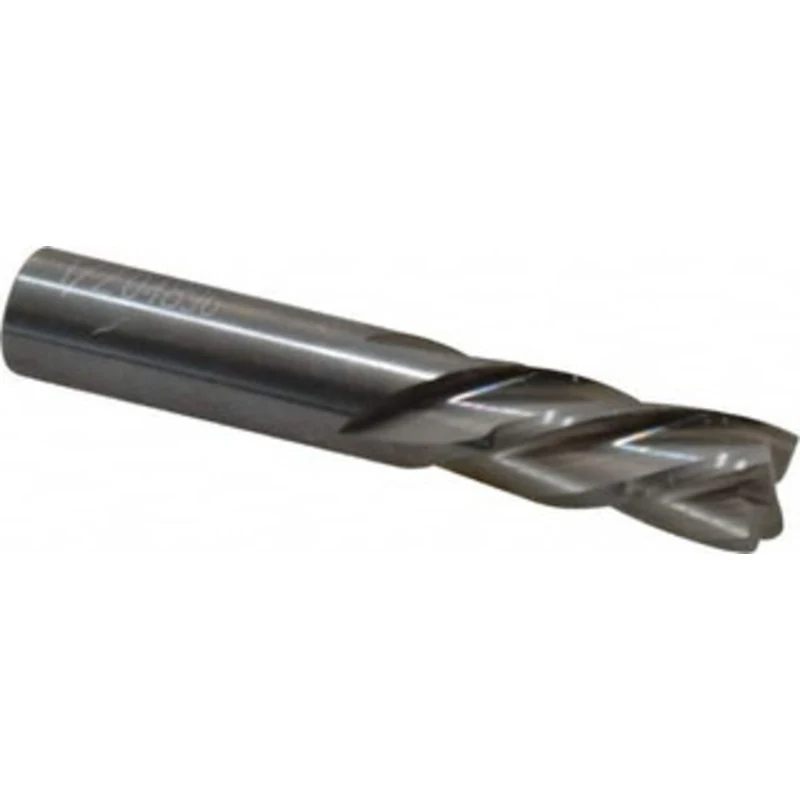 OSG 1/2, 1 LOC, 1/2 Shank Diam, 3 OAL, 4 Flute, Solid Carbide Square End Mill Single End, Uncoated, Spiral Flute, 30 ...